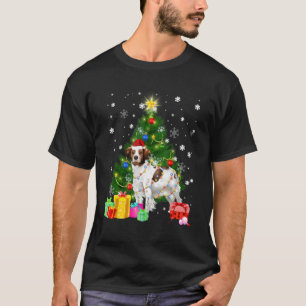 Camiseta Británica Santa Christmas Tree Light Pajama Dog Xm