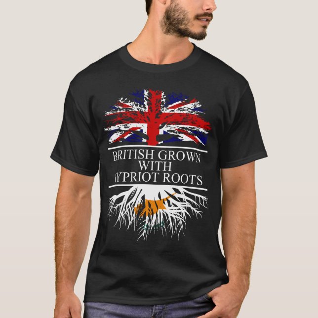 Camiseta Británico crecido con la bandera de chipre de raíc (Anverso)