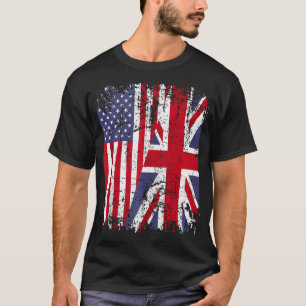 Camiseta Británico Roots Bandera Media Estadounidense Gran 