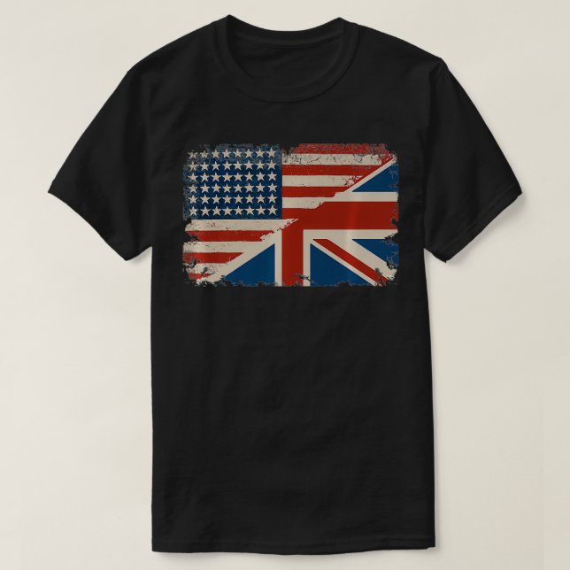 Camiseta British American Flag Great Britain Union Jack Pre (Diseño del anverso)