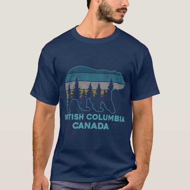 Camiseta British Columbia Canada Vintage Grizzly Bear (Anverso)