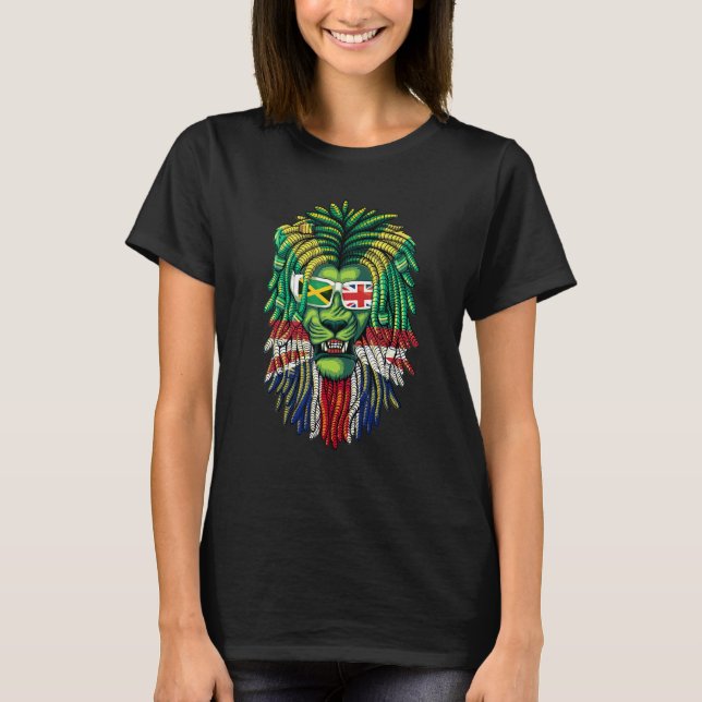 Camiseta British Grown With Jamaican Roots Idea With Lion D (Anverso)