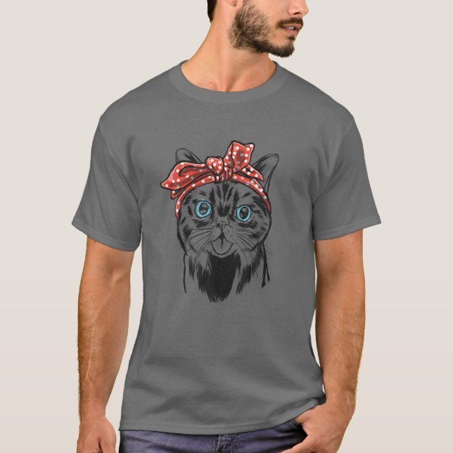 Camiseta British Short Hair Cat Kitten Lover With Bandana (Anverso)