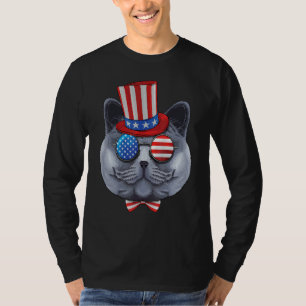 Camiseta British Shorthair 4 De Julio Estadounidense Tío S