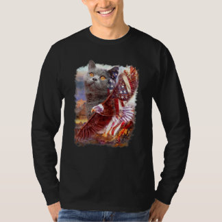 Camiseta British Shorthair Águila Bandera Americana 4 de Ju