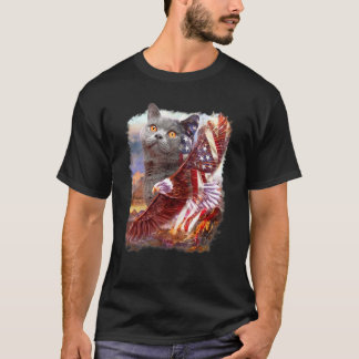 Camiseta British Shorthair Águila Bandera Americana 4 de Ju
