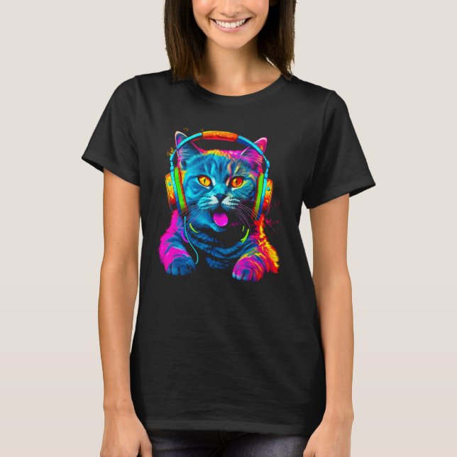 Camiseta British Shorthair Cat DJ Festival (Anverso)