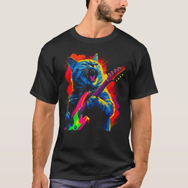 Camiseta British Shorthair Cat Guitar Music (Anverso)