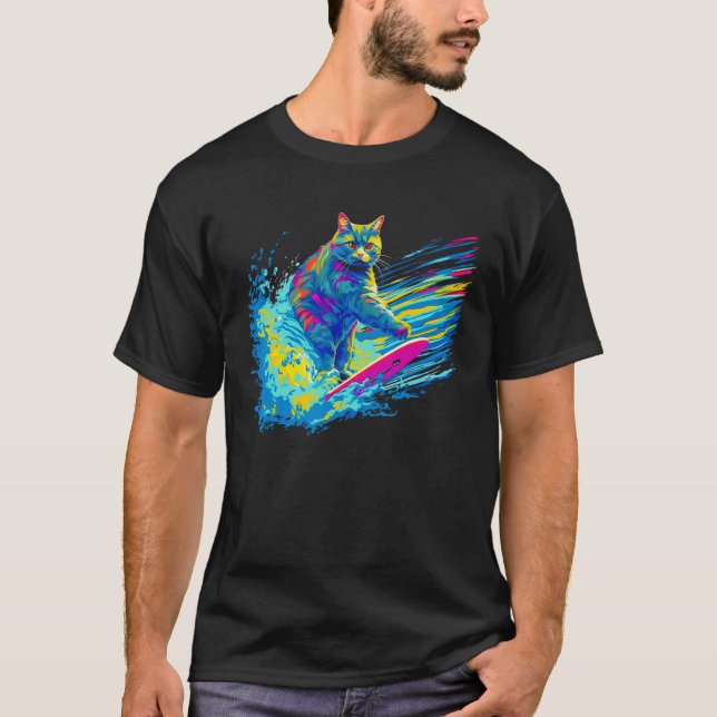 Camiseta British Shorthair Cat Surfer (Anverso)