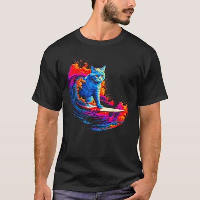 Camiseta British Shorthair Cat Surfing (Anverso)