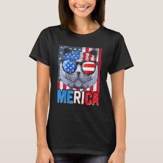 Camiseta British Shorthair Merica 4 de Julio Gato Americano