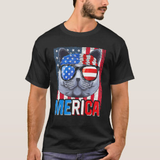 Camiseta British Shorthair Merica 4 de Julio Gato Americano