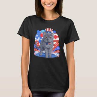 Camiseta British Shorthair Merica 4th of July American Flag