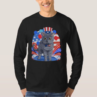 Camiseta British Shorthair Merica 4th of July American Flag