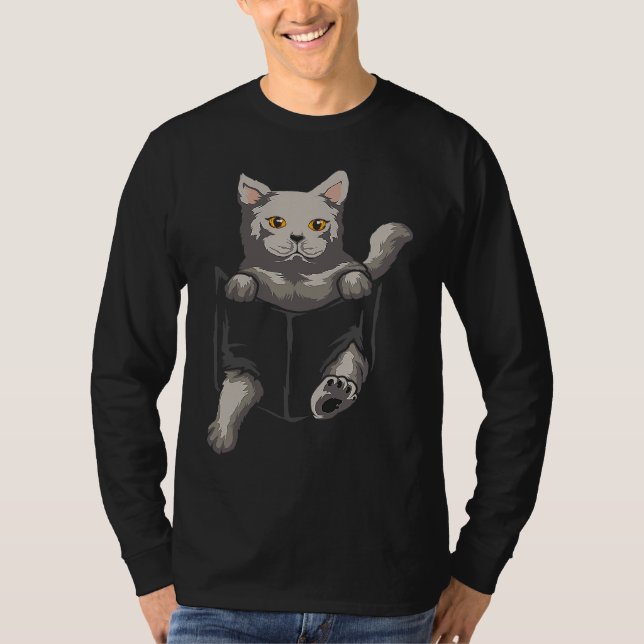 Camiseta British Shorthaired Cat Sits In The Bag I Cats (Anverso)