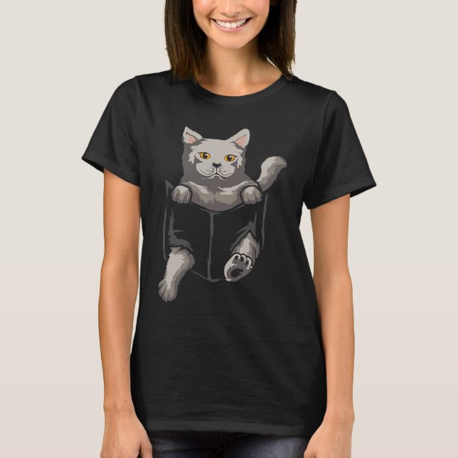 Camiseta British Shorthaired Cat Sits In The Bag I Cats (Anverso)