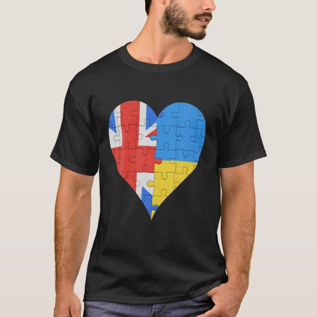 Camiseta British Ukrainian Flag Heart Great Britain Ukraine (Anverso)