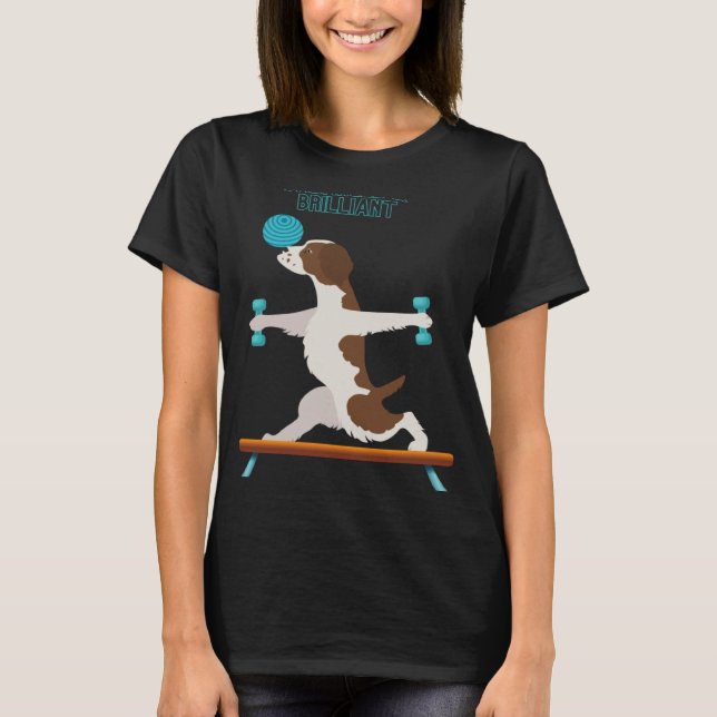 Camiseta Brittany Dog Fun Gym Working out Balanced & Brilli (Anverso)