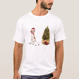 Camiseta Brittany Perro Divertido de Navidad y Árbol