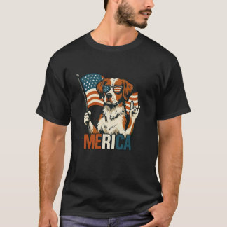 Camiseta Brittany Spaniel Bandera America Patriótica 4t