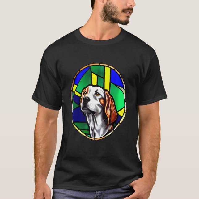 Camiseta Brittany Spaniel - Colorful Stained Glass_3 (Anverso)