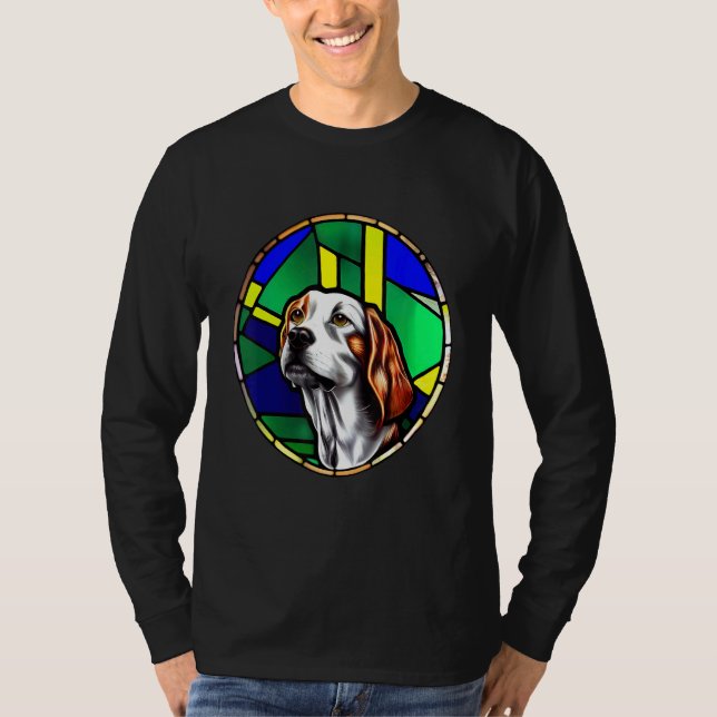 Camiseta Brittany Spaniel - Colorful Stained Glass_3 (Anverso)
