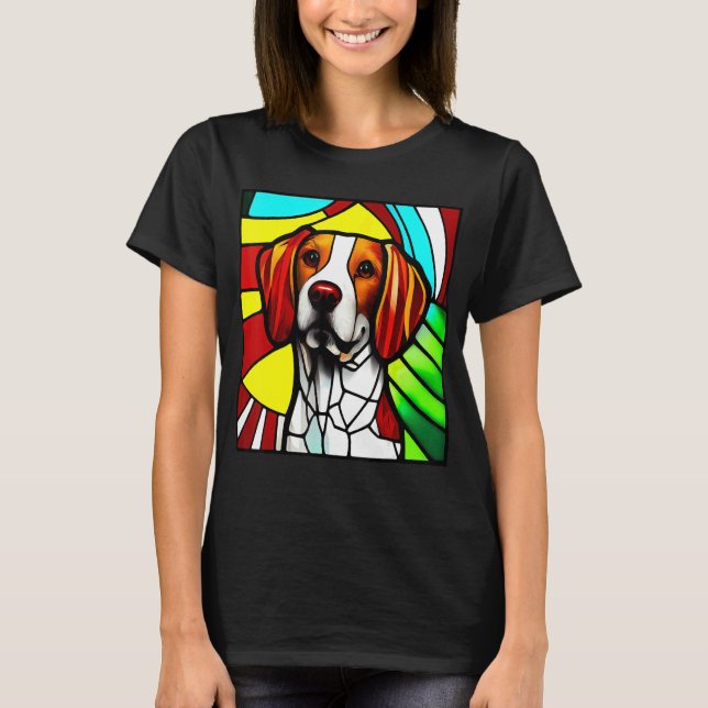 Camiseta Brittany Spaniel - Colorful Stained Glass_5 (Anverso)