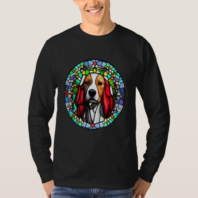 Camiseta Brittany Spaniel - Colorful Stained Glass_6 (Anverso)