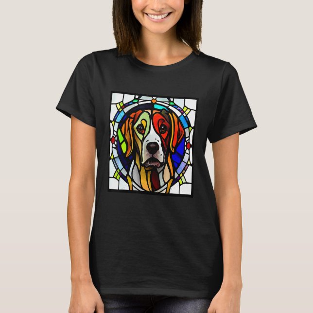 Camiseta Brittany Spaniel - Colorful Stained Glass_8 (Anverso)