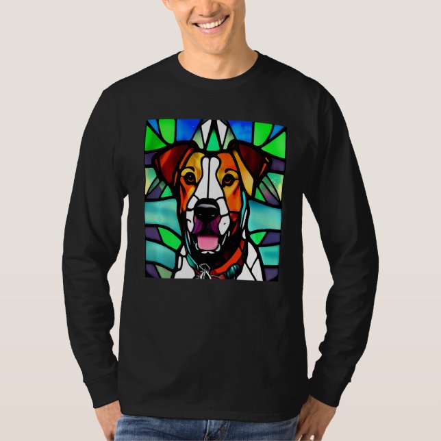 Camiseta Brittany Spaniel - Colorful Stained Glass Premium_ (Anverso)