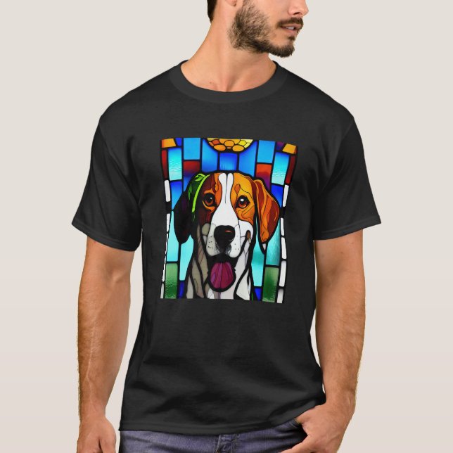 Camiseta Brittany Spaniel - Colorful Stained Glass Premium_ (Anverso)