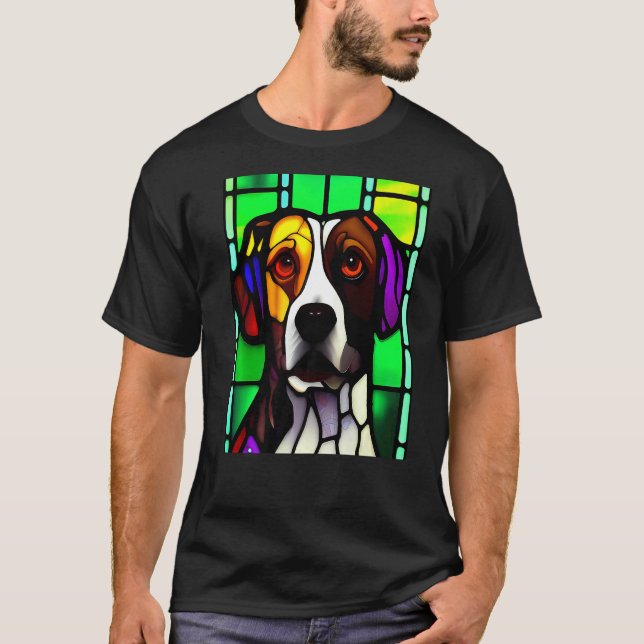 Camiseta Brittany Spaniel - Colorful Stained Glass Premium_ (Anverso)