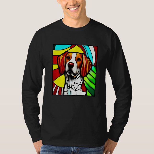 Camiseta Brittany Spaniel - Colorful Stained Glass Premium (Anverso)