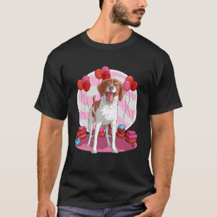 Camiseta Brittany Spaniel Dog Heart Valentine Day Decor