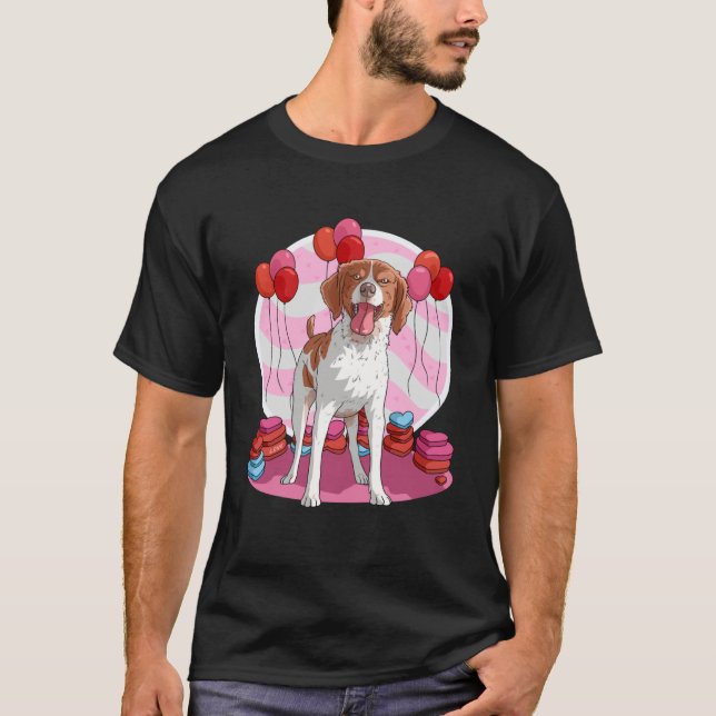Camiseta Brittany Spaniel Dog Heart Valentine Day Decor (Anverso)