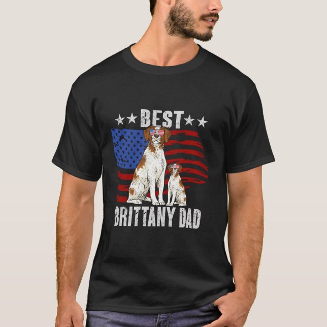 Camiseta Brittany Spaniel Mejor Bretaña papá bandera estado (Anverso)