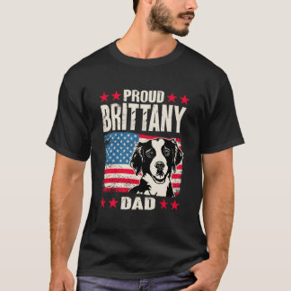 Camiseta Brittany Spaniel Proud Brittany Dad American Flag