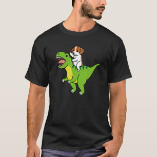 Camiseta Brittany Spaniel Riding Rex Dinosaur Dog