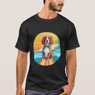 Camiseta Brittany Spaniel Surfing Funny Dog Beach