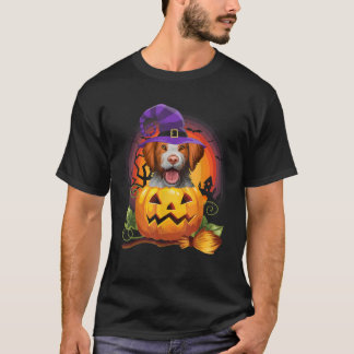 Camiseta Brittany Spaniel Witch Pumpkin Halloween Dog Lover