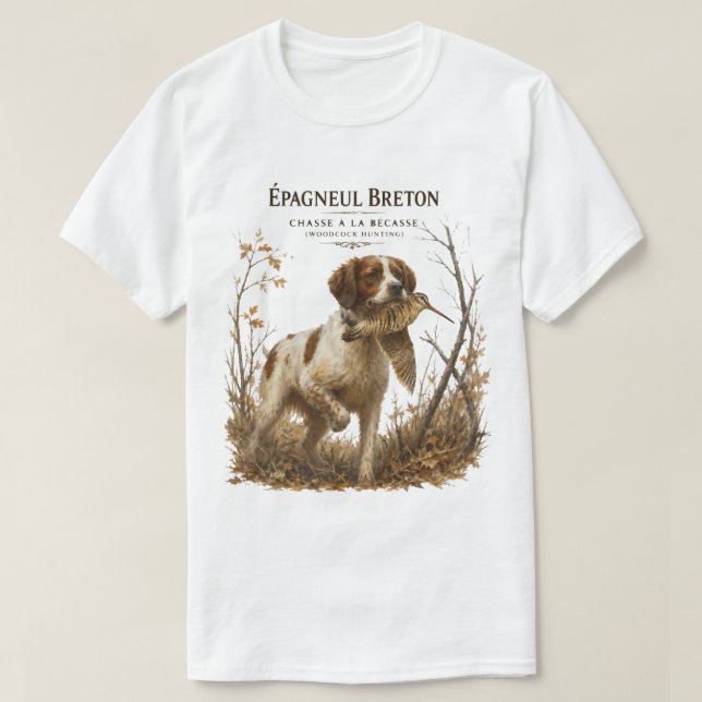 Camiseta Brittany Spaniel y chocha  (Diseño del anverso)
