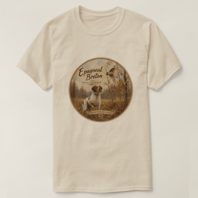 Camiseta Brittany Spaniel y chocha  (Diseño del anverso)