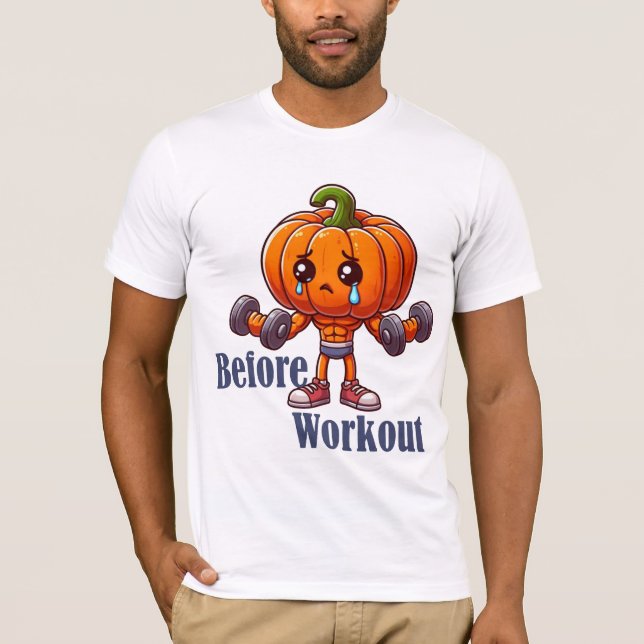 Camiseta Bro de gimnasio de calabaza - Halloween antes y de (Anverso)