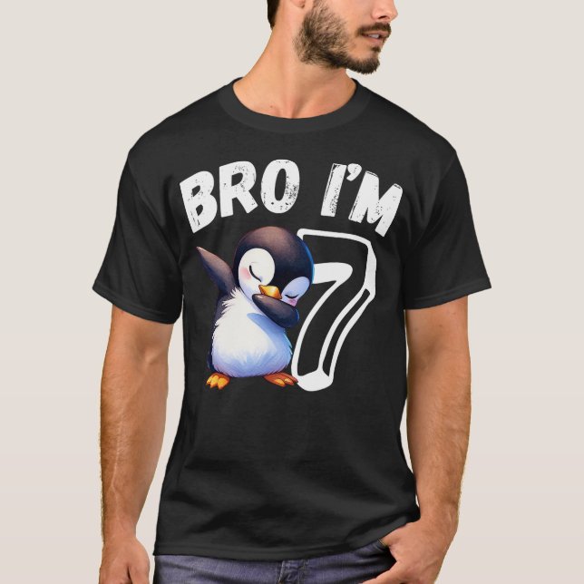 Camiseta Bro I'm 7 Year Old Penguin 7th Birthday Kids Dabbi (Anverso)