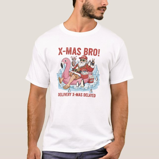 Camiseta Bro Style Santa: Ironic Christmas Humor T-Shirt (Anverso)