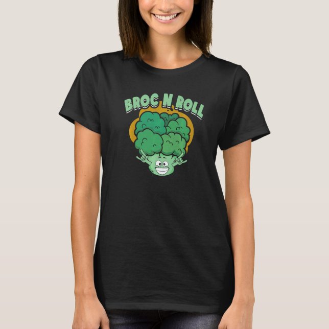Camiseta Broc N Roll  Vegan Vegetarian Broccoli Vegetable (Anverso)