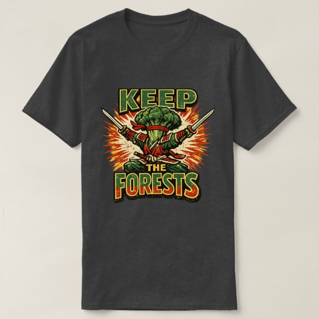 Camiseta Broccoli Bushido – MANTÉN LOS BOSQUES Héroe  (Diseño del anverso)