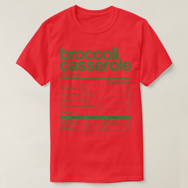 Camiseta Broccoli Casserole Nutrition Hacts 2021 Thanksgivi (Diseño del anverso)