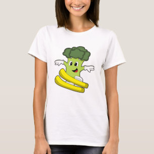 Camiseta Broccoli como esquiador con esquí