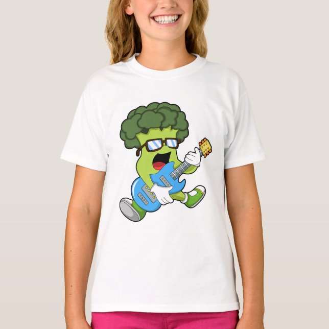 Camiseta Broccoli como músico con guitarra (Anverso)